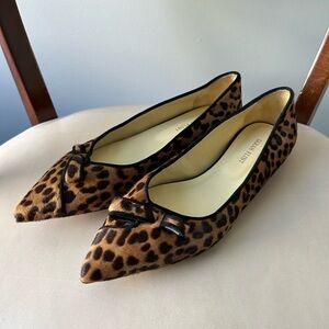 Sarah Flint leopard calf hair pointed toe flats